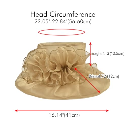 2026 Derby Hats for Women Ladies, Classy Organza Sun Hat, Church Tea Party Wedding Kentucky Fascinator Hat - color: 4541-pw