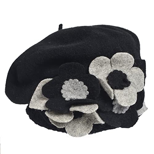 Lady French Beret 100% Wool Beret Chic Beanie Winter Hat HY023 - color: Black