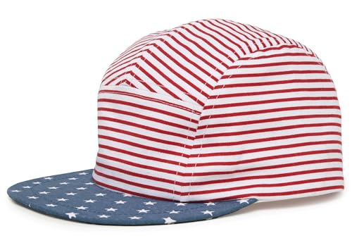 Funky Junque Kids 5 Panel Hat - Toddler Boys American Flag Baseball Cap, Patriotic Infant Baby Sun Hat for 4th of July - color: Usa Flag - Red/White/Blue, size: 0-12 Months
