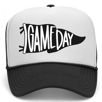 Game Day Flag Hat - color: Black/White Foam Mesh Back
