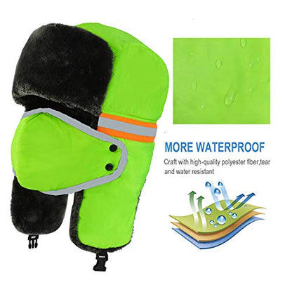Winter Trapper Hats Ushanka Russian- Men Women Trooper Ear Flaps Hunting Face Masks Ski Snow Cold Weather - color: Green