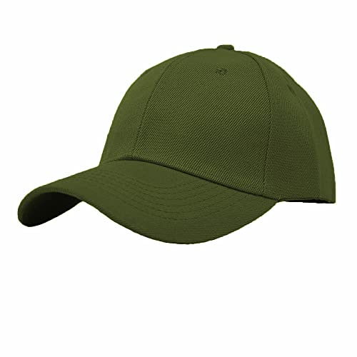Glory Max Plain Baseball Cap Hook & Loop Strap Adjustable Solid Blank Curved Visor Hat - color: Olive