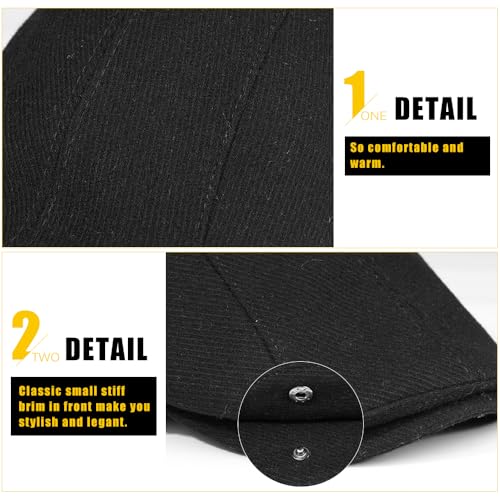 Sumolux Mens Newsboy Cap Winter Beret Hat Cabbie Flat Cap - color: A Black