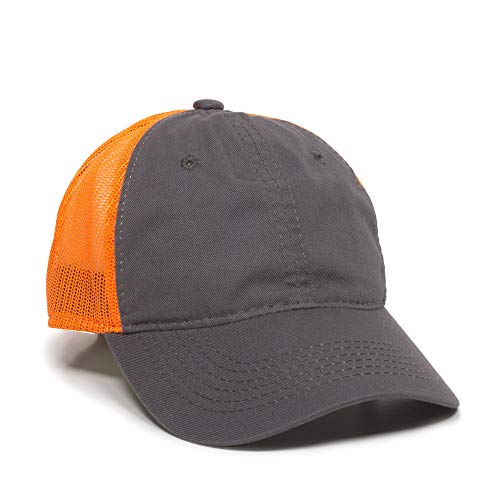 Outdoor Cap Garment Washed Meshback Cap - color: Charcoal/Neon Orange