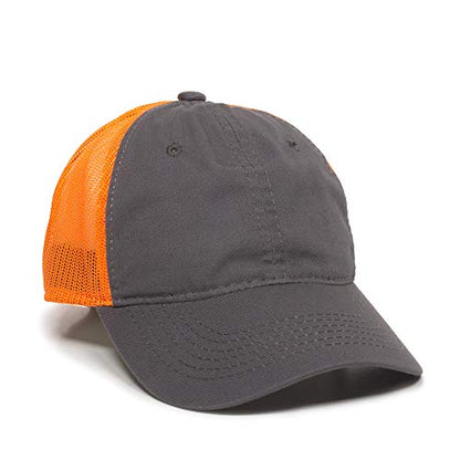 Outdoor Cap Garment Washed Meshback Cap - color: Charcoal/Neon Orange