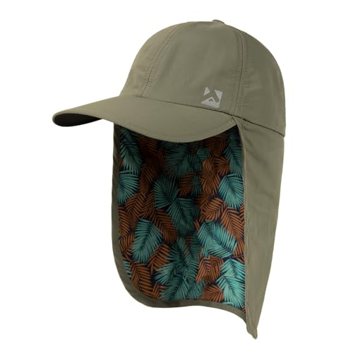 TOP-EX L/XL/XXL UV50+ Waterproof Neck Flap Baseball Sun Cap - color: Army Palm, size: X-Large