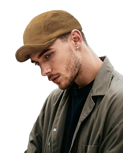 Clakllie Corduroy 5 Panel Hat Short Brim Baseball Cap Urban Street Flat Bill Hats Cooling Trucker Hats Snapback Fitted Cap - color: Cdus-gd28-khaki