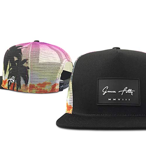 Grace Folly Trucker Hat for Men & Women. Snapback Mesh Caps - color: Sunset Beach