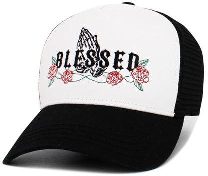 KBETHOS Praying Hands Rosary Dad Hat Baseball Cap Unconstructed Polo Style Adjustable Unisex - color: White Black Black Praying Hands Blessed Mesh