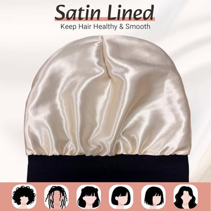 PFFY Satin Lined Beanie for Women Winter Hats Warm Reduce Frizz - color: Lightgrey