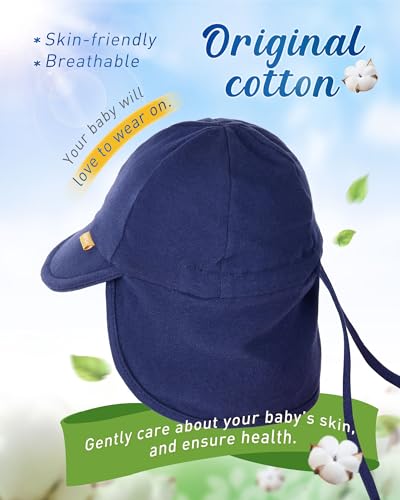 FURTALK Baby Sun Hat UPF 50+ UV Ray Sun Protection Cotton Toddler Hats for Boys Girls - color: Navy, size: 6-24 Months