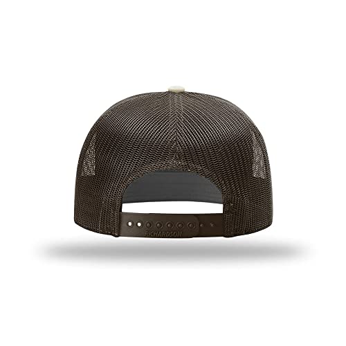 Richardson 168 Hi-Pro 7 Panel Adjustable Snapback Trucker Mesh Back Cap - color: Pale Khaki/Brown