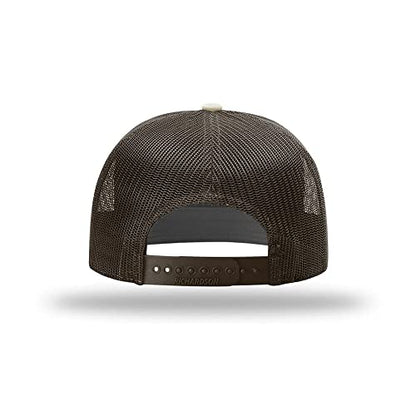 Richardson 168 Hi-Pro 7 Panel Adjustable Snapback Trucker Mesh Back Cap - color: Pale Khaki/Brown