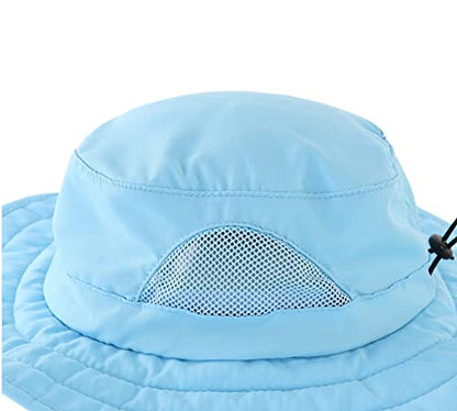 Connectyle Kids Sun Hat for Boys Girls Wide Brim Bucket Hat UPF 50+ Sun Protection Hat Breathable Summer Beach Hat - color: Aqua Blue