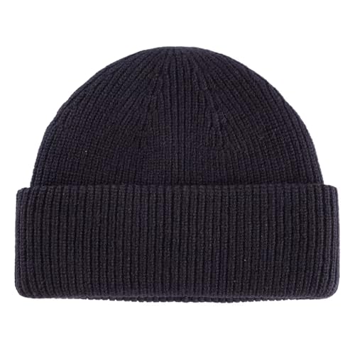 Connectyle Short Fisherman Beanie for Men Women Warm Winter Hats Knit Cuffed Beanies Skull Cap Acrylic Watch Hat - color: Navy Blue