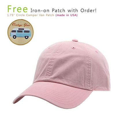 Washed Canvas Combed Cotton Unstructured Soft Crown Adjustable Dad Hat Baseball Cap - color: Pink Cp