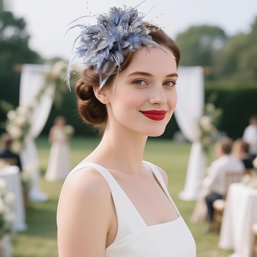 Pistha Womens Fascinators Hats Tea Party Hats Headband for Women Dresses - color: Gray