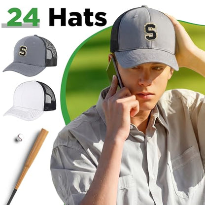 Suhine 24 Pcs Blank Trucker Hat Bulk,Unisex Baseball Cap - color: Multicolor 1