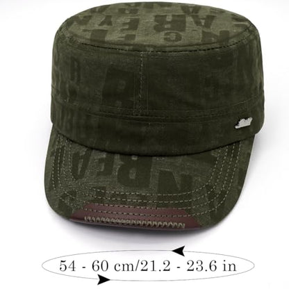 Cadet Hat Flat Top Hats Army Military Caps for Men Women - color: Green C