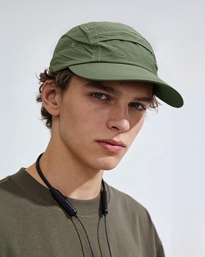 Clakllie Quick Dry Short Brim Cap for Men Lightweight 6 Panel Baseball Cap Golf Dad Hats Women's Running Trucker Hat - color: Green-gd50