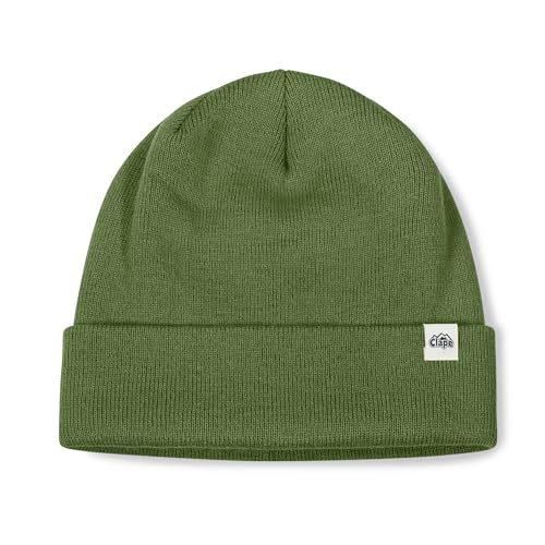 CLAPE Cuff Rolled Beanie for Men Women, Soft Knit Winter Hat Double-Layer Warm Ski Skull Cap Stretch Fit - color: Clkh02-green