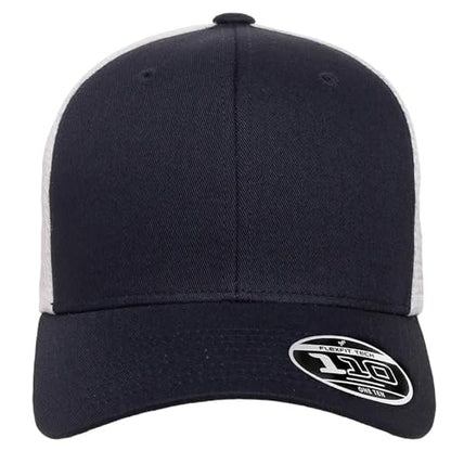Flexfit 110M Trucker Mid-Profile Mesh Back Snapback Cap - color: Navy/White