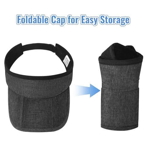 Foldable Sports Sun Visor Hat - Adjustable Running Golf Tennis Cap with Mesh&Reflective Design, Quick Drying for Men & Women - color: Gray/Non-reflective
