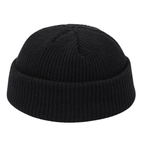 JILANI HANDICRAFT Trawler Beanie Winter Fisherman Beanie for Men Knit Cuff Unisex Skullcap (Acrylic, Black)