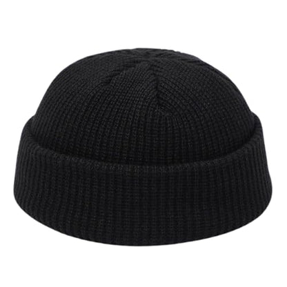 JILANI HANDICRAFT Trawler Beanie Winter Fisherman Beanie for Men Knit Cuff Unisex Skullcap (Acrylic, Black)