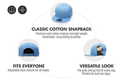 KBETHOS Classic Snapback Hat Blank Cap Underbrim Cotton Wool Blend Flat Visor Adjustable Unisex - color: (4.4) Sky Blue