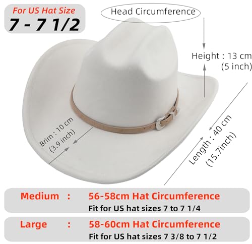 Big Cowboy Hat for Women Men Wide Brim Cowgirls Beach Cattleman Western Cowboys Hat - color: Ivory, size: Large