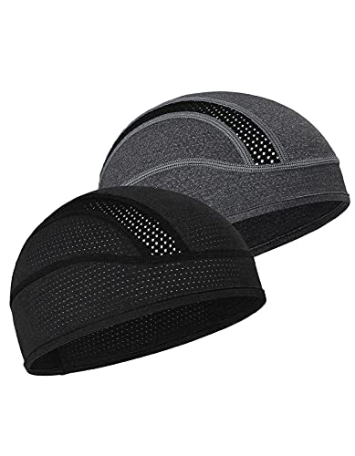 MELASA Cooling Skull Cap Breathable Mesh Sweat Control Helmet Liner for Men - color: Black & Gray