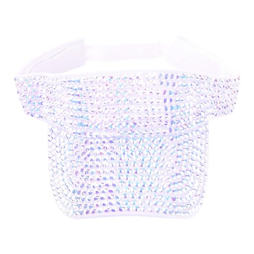 Shiny Rhinestones American Flag Sun Visor Hat Summer Outdoor Open Top Baseball Cap Adjustable Sparkly Party Headwear - color: White