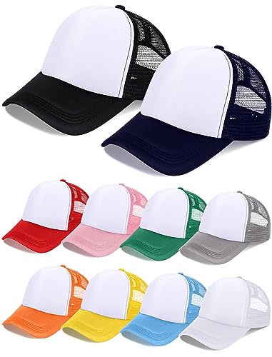 Tarpop 10 Pcs Sublimation Blank Trucker Hats Bulk - color: Multicolor