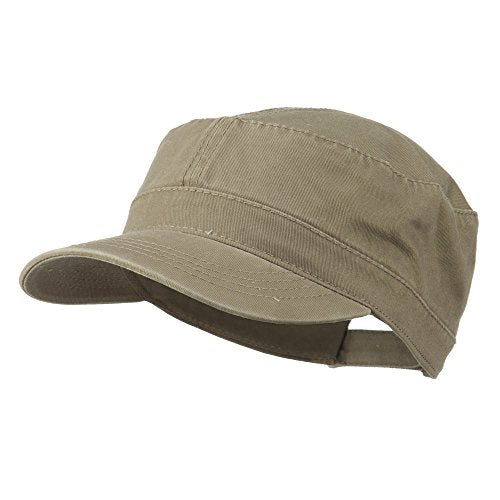 Garment Washed Adjustable Army Cap - color: Dark Khaki