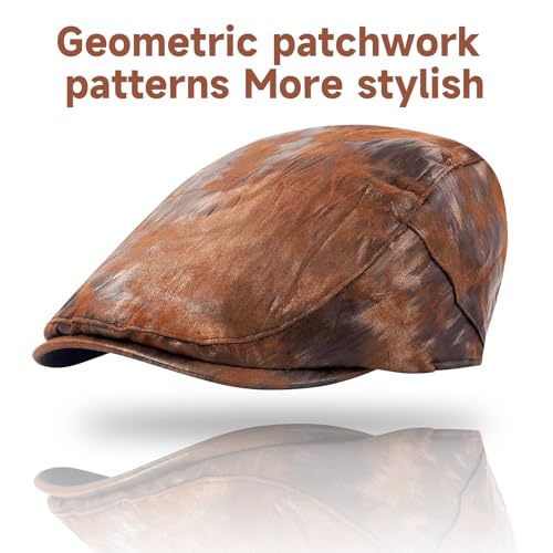 Flat Cap Men Vintage Distressed Ivy Newsboy Hat Lightweigh Driving Golf Cap - color: #B38-caramel