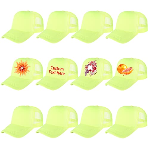 Ultrafun 12 Pack Trucker Hat Mesh Sublimation Blank Hats Men Women - color: Neon Yellow