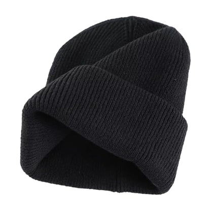Connectyle Thick Cuffed Beanie for Men & Women Double Layer Knit Winter Hat Acrylic Watch Hat Warm Stocking Skull Cap - color: Black
