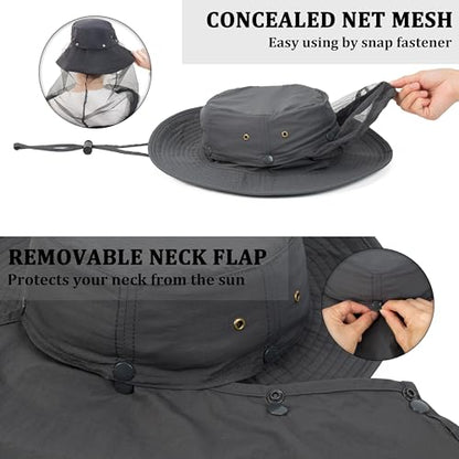 Palmyth Head Net Hat, Sun Hat Safari Hat - color: Charcoal