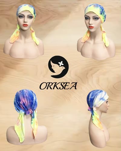 Chemo Headwear for Women Pre-Tied Head Scarf Coverings Scarves - color: Blue and Green
