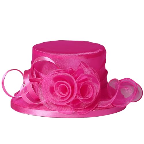Floral Wedding Hat for Women's Tea Party Fascinators Kentucky Church Derby Hats - color: Rose