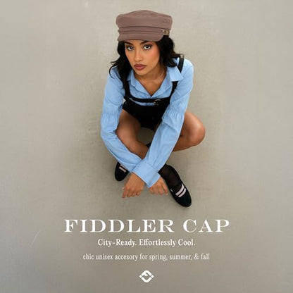 Funky Junque Greek Fisherman Newsboy Cap, Cotton Captains Bakerboy Hat - color: Brown