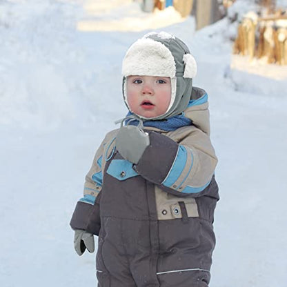 Olreco Toddler Winter Hat Baby Winter Hat Warm Fleece Lined Kids Trapper Hats Toddler Hats for Boys Girls Kid Snow Essentials - color: Waterproof Light Grey, size: 2-5T