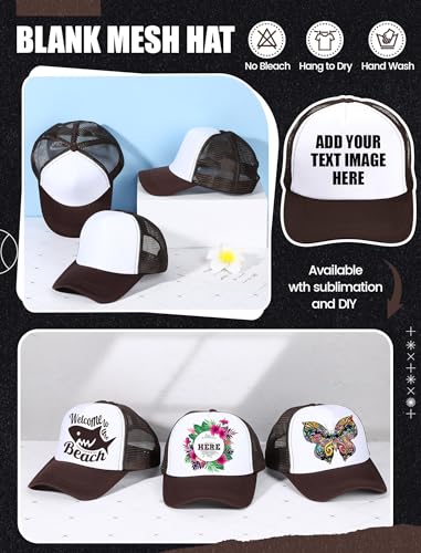 Tarpop 10 Pcs Sublimation Blank Trucker Hats Bulk - color: Coffee and White