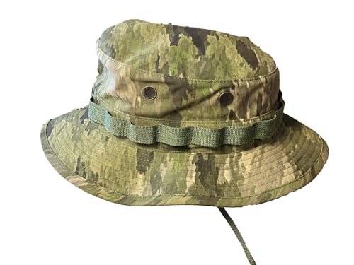 Military Boonie Hat, A-TACS Camo Pattern, Tactical Sun Hat with Chin Strap - color: A-tacs Ix, size: 7 1/2