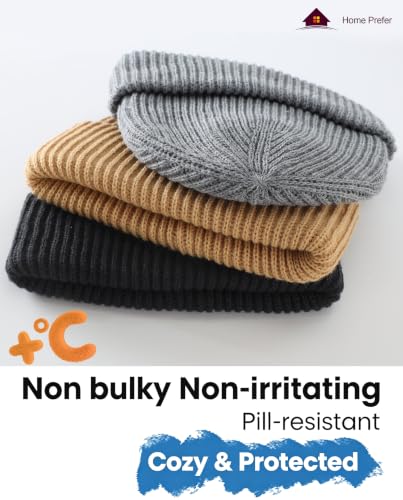 Home Prefer Rib Knit Beanie Hat for Men and Women Cuffed Beanie Winter Hat - color: Light Grey