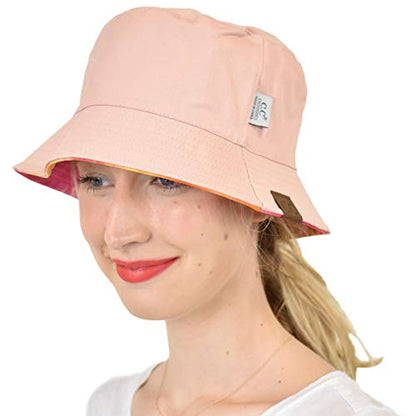 C.C Unisex 100% Cotton Packable Reversible Tie Dye Bucket Sun Hat - color: Orange/Rose