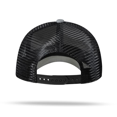 American Flag Trucker Hat - Snapback Hat, Baseball Cap for Men Women - Breathable Mesh Side, Adjustable Fit - for Casual Wear - color: Heather Gray/Black
