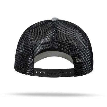 American Flag Trucker Hat - Snapback Hat, Baseball Cap for Men Women - Breathable Mesh Side, Adjustable Fit - for Casual Wear - color: Heather Gray/Black
