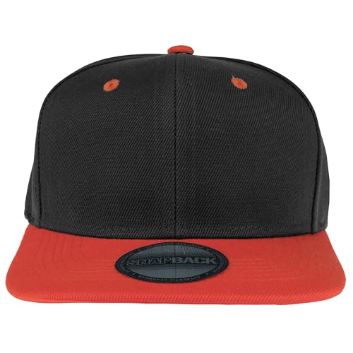 Gelante Plain Blank Flat Brim Adjustable Snapback Baseball Caps LOT 6 Pack - color: Black/Red
